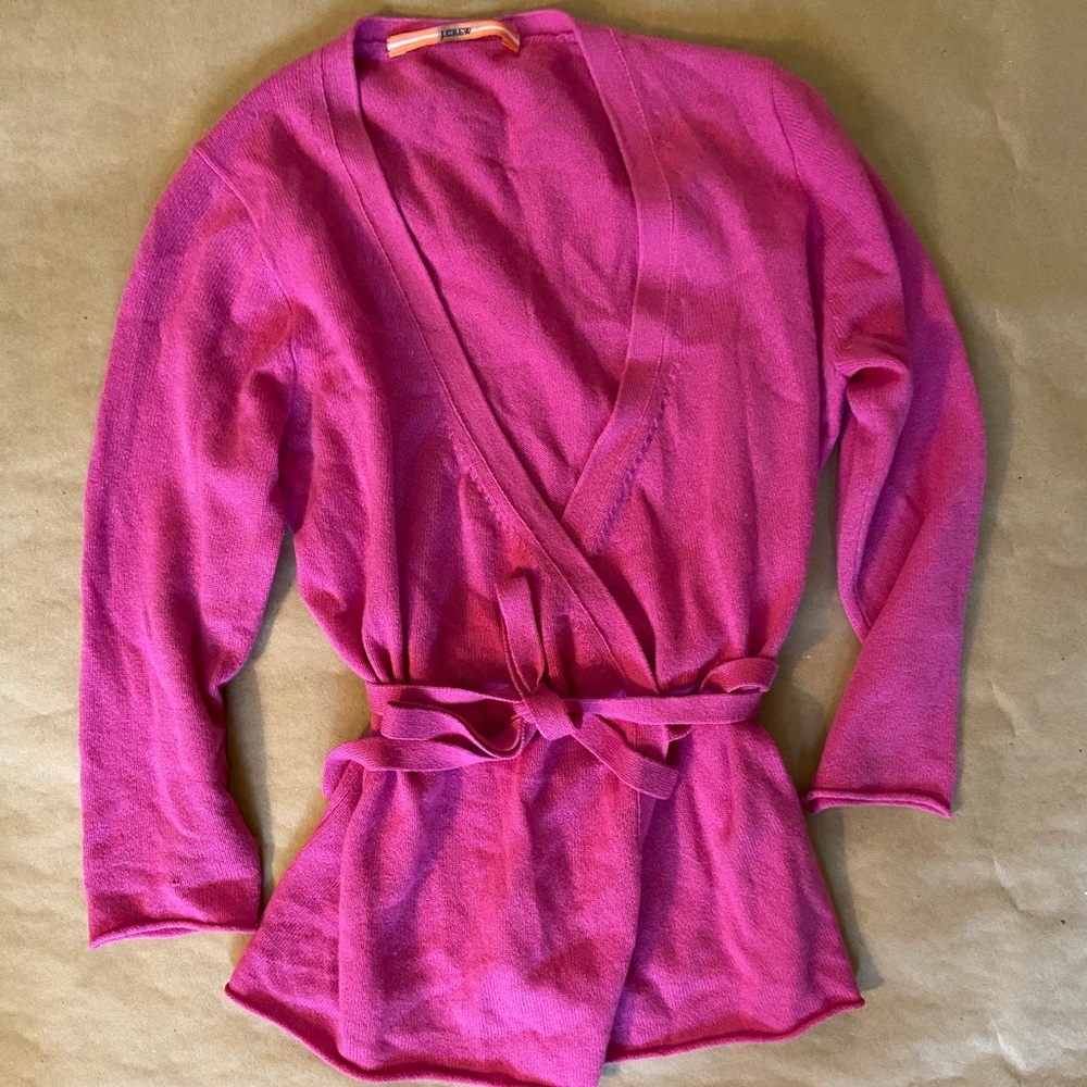 J crew cashmere 3/4 sleeve wrap sweater